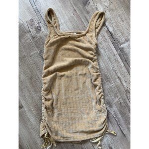 Le Lis Collection Ruched Drawstring Stretch Mini Dress Brown Women's Size S